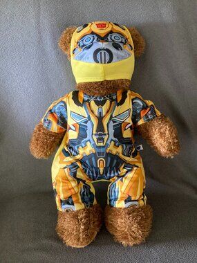 Build A Bear 18” Transformer Bumblebee Cocoa Fuzzy Jointed Brown Bear Plush